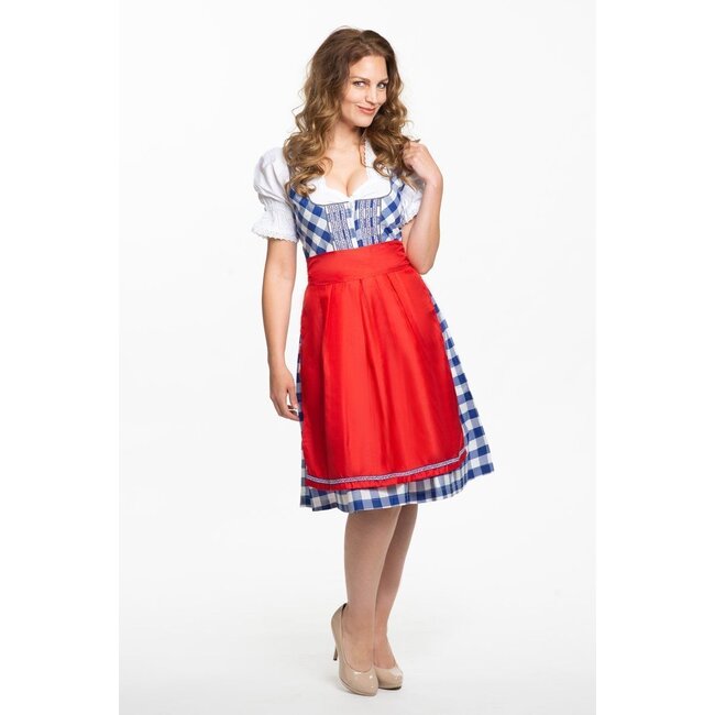Partychimp Kostuum - Dirndl - Jurk - Stefanie - Blauw, rood - XL