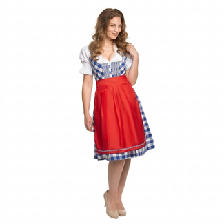 Partychimp Kostuum - Dirndl - Jurk - Stefanie - Blauw, rood - XL