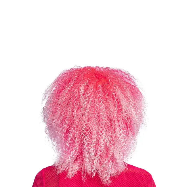 PartyXplosion Pruik - Neon roze - Suikerspin