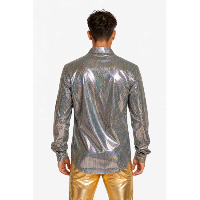 Partychimp Shirt - Disco - Zilver - Glanzend - XXL
