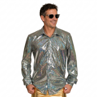 Partychimp Shirt - Disco - Zilver - Glanzend - M