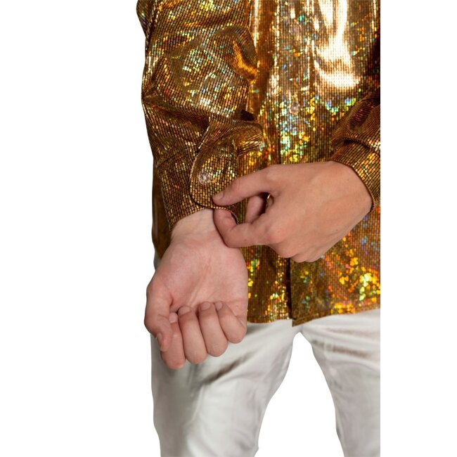 Partychimp Shirt - Disco - Goud - Glanzend - S