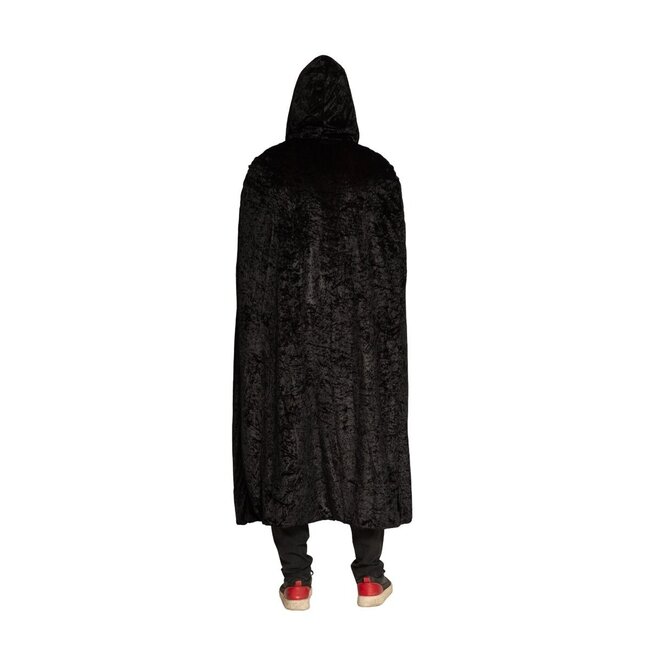 Partychimp Kostuum - Cape - Met capuchon - Zwart rood - Luxe - One size