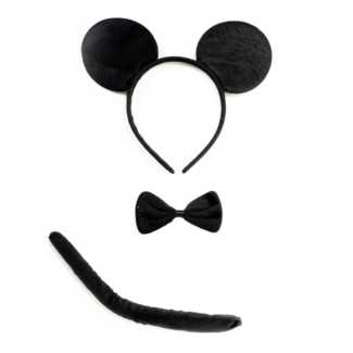 Partychimp Verkleedset - Muis - Diadeem, staart & strik