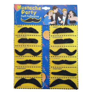 Partychimp Snorren - Set van 12 - Zwart - Op kaart