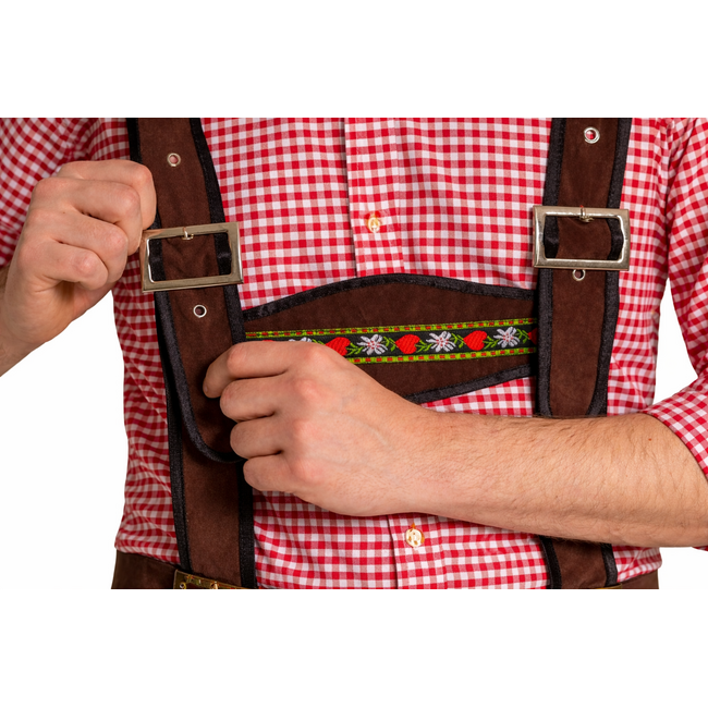 Partychimp Lederhose - Johann - Bruin - Kort - Verstelbare bretels - S