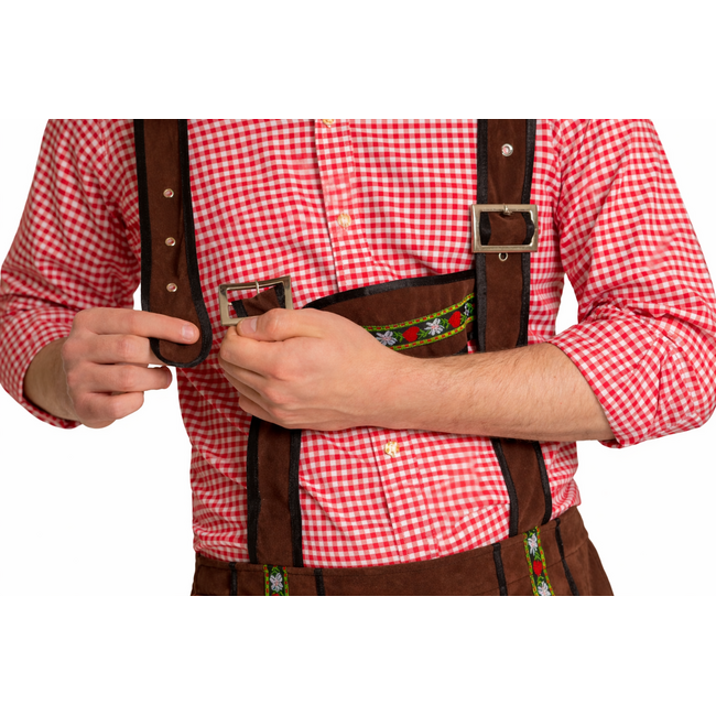 Partychimp Lederhose - Johann - Bruin - Kort - Verstelbare bretels - S
