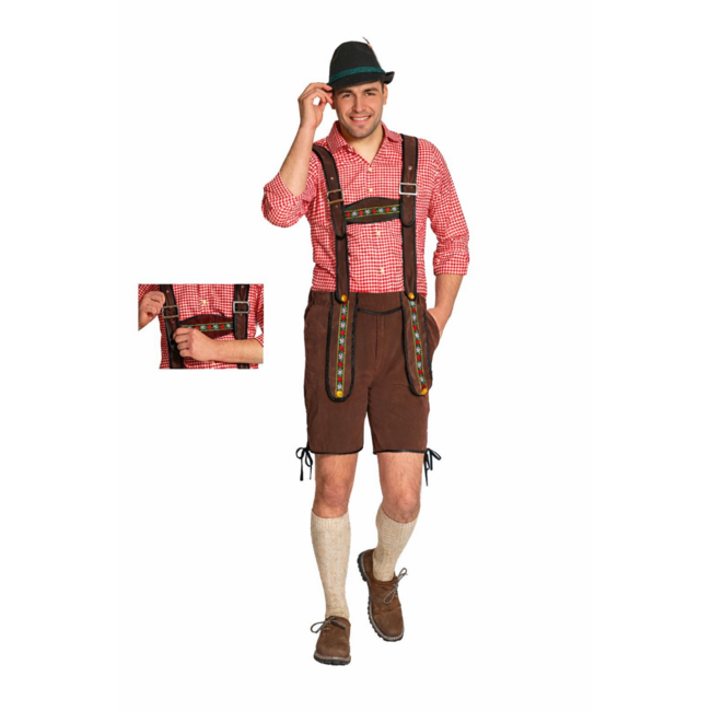 Partychimp Lederhose - Johann - Bruin - Kort - Verstelbare bretels - S