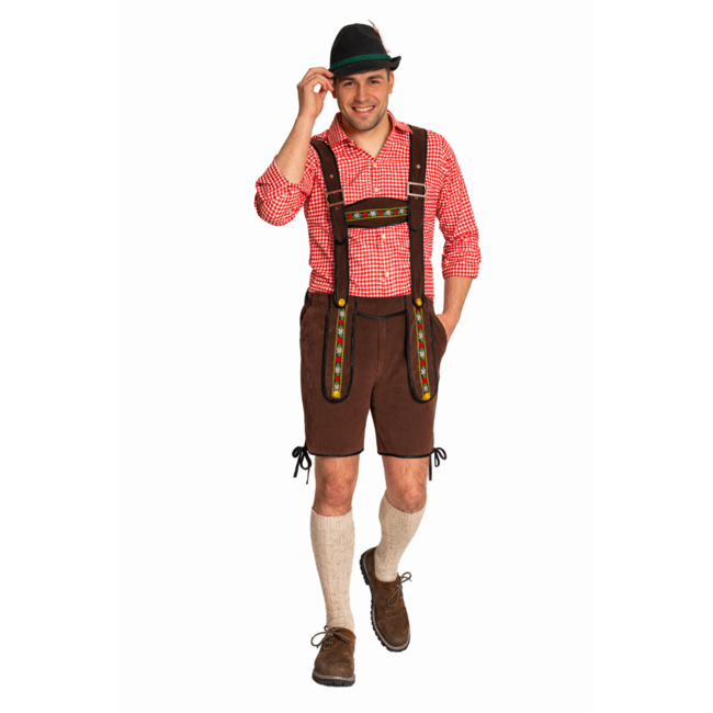 Partychimp Lederhose - Johann - Bruin - Kort - Verstelbare bretels - S