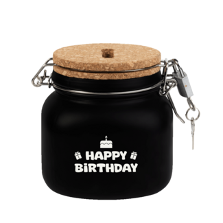Paper Dreams Spaarpot - Happy birthday - Glas - 10,5x11x12,5cm