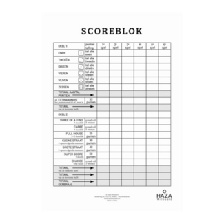 Haza-Witbaard Scoreblok - Yahtzee - Blok 50 vel