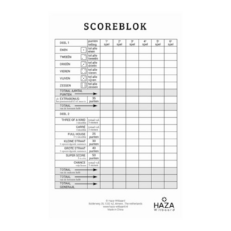 Haza-Witbaard Scoreblok - Yahtzee - Klein - Blok 250 vel