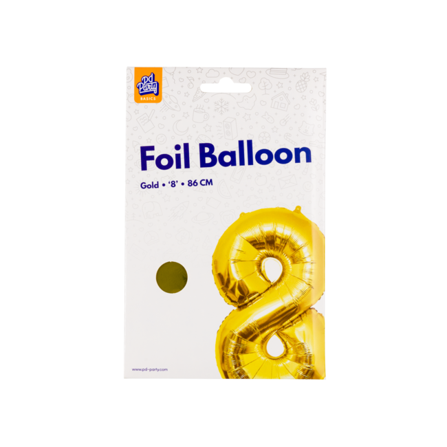 Paper Dreams Folieballon - 8 jaar - Goud - 86cm - Zonder vulling