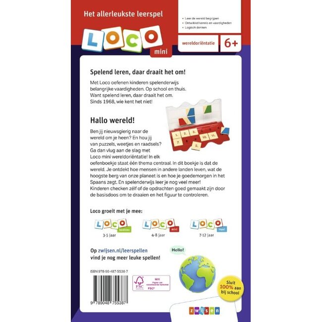 Loco Leerspellen Loco Mini - Boekje - Hallo wereld! - Wereldoriéntatie - Landen en culturen - 6-8 jaar