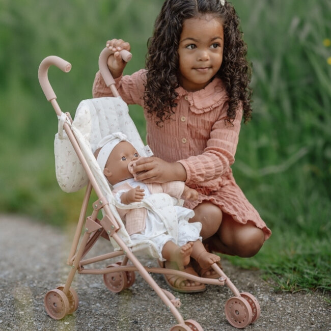Little Dutch Poppen buggy - White meadows - Met tas