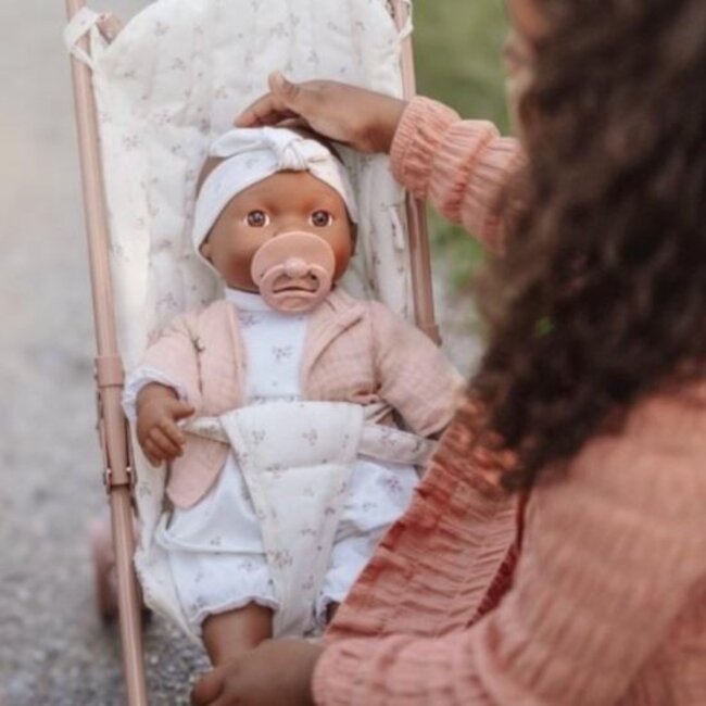 Little Dutch Poppen buggy - White meadows - Met tas