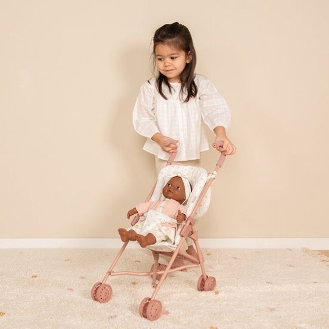 Little Dutch Poppen buggy - White meadows - Met tas