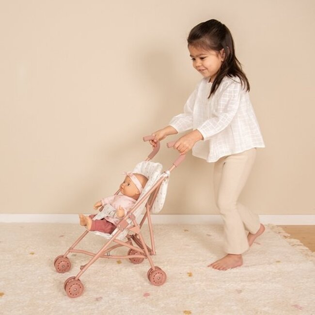 Little Dutch Poppen buggy - White meadows - Met tas