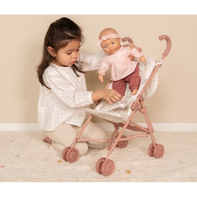 Little Dutch Poppen buggy - White meadows - Met tas