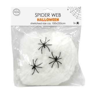 Globos Spinnenweb - Wit - Incl. 3 spinnen - 20gr.