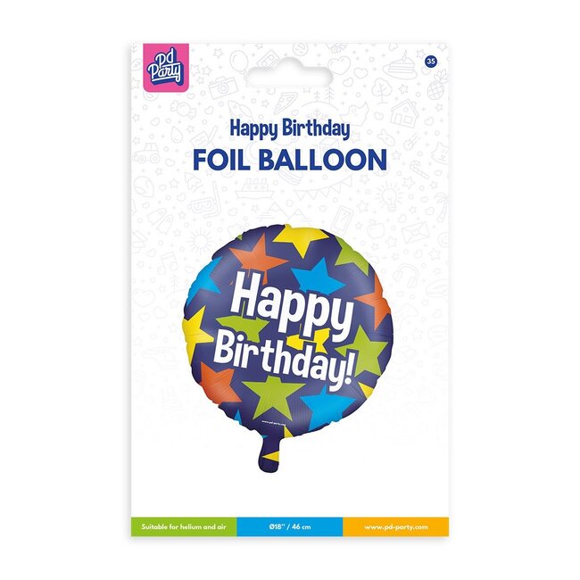 Paper Dreams Folieballon - Happy birthday! - Sterren - 46cm - Zonder vulling