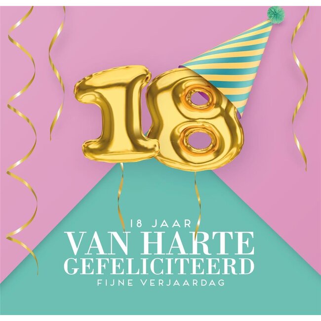 PaperClip Kaart - Muziek - 18 jaar, van harte gefeliciteerd - 031