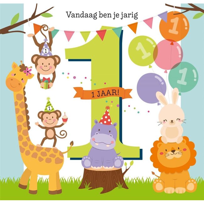 PaperClip Kaart - Muziek - Vandaag ben je jarig, 1 jaar! - 007