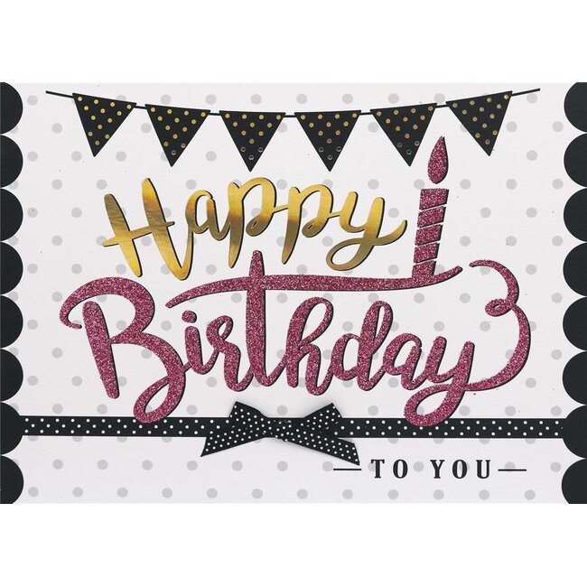 PaperClip Kaart - Happy birthday - Glitter & Glamour - LLA.3001