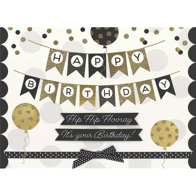 PaperClip Kaart - Happy birthday, slingers - Glitter & Glamour - LLA.3015