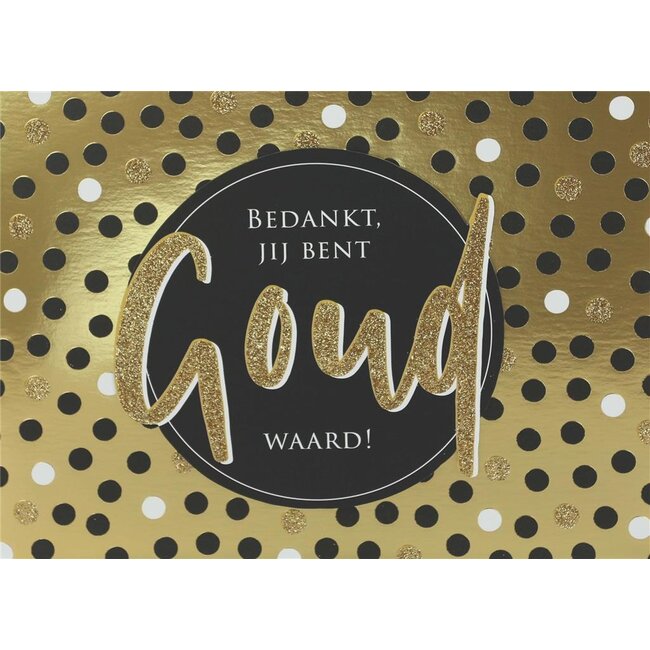 PaperClip Kaart - Bedankt, jij bent goud waard - Glitter & Glamour - LLE.3032