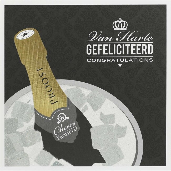 PaperClip Kaart - Van harte gefeliciteerd, champagne in koeler - Glitter & Glamour - SQE.3008