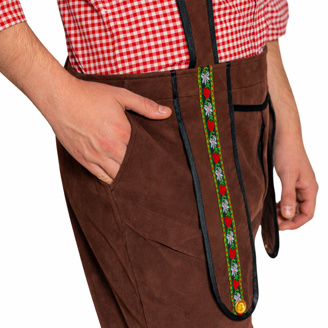 Partychimp Lederhose - Johann - Bruin - Kort - Verstelbare bretels - M