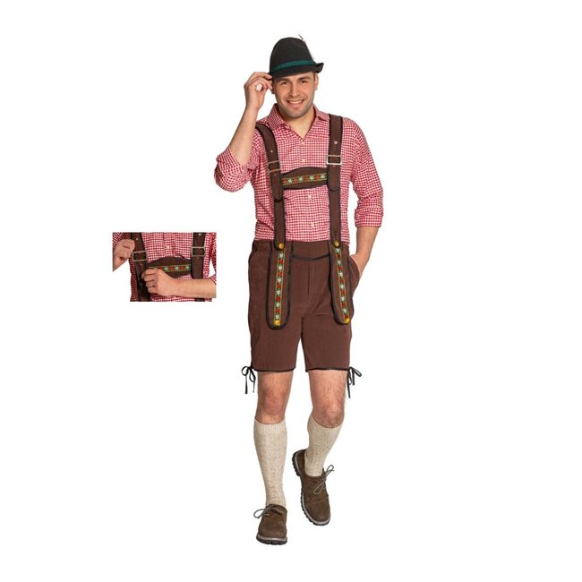 Partychimp Lederhose - Johann - Bruin - Kort - Verstelbare bretels - M