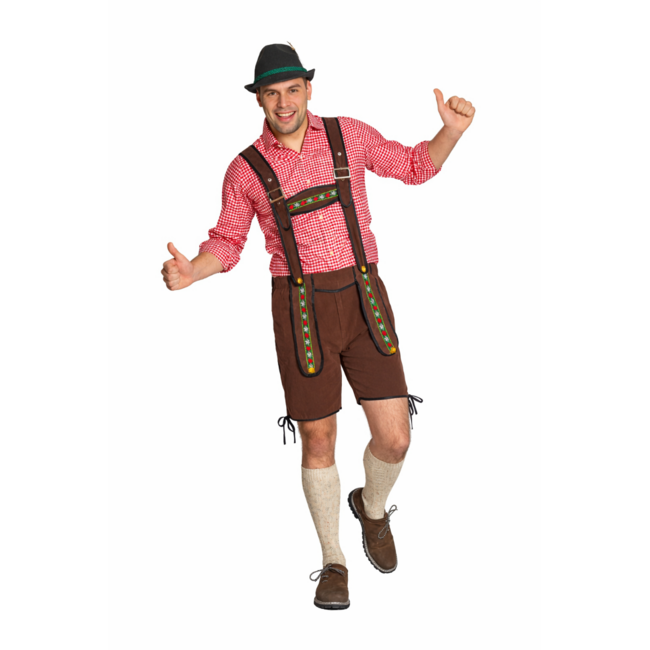 Partychimp Lederhose - Johann - Bruin - Kort - Verstelbare bretels - M