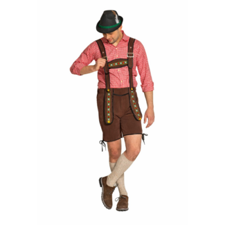 Partychimp Lederhose - Johann - Bruin - Kort - Verstelbare bretels - L