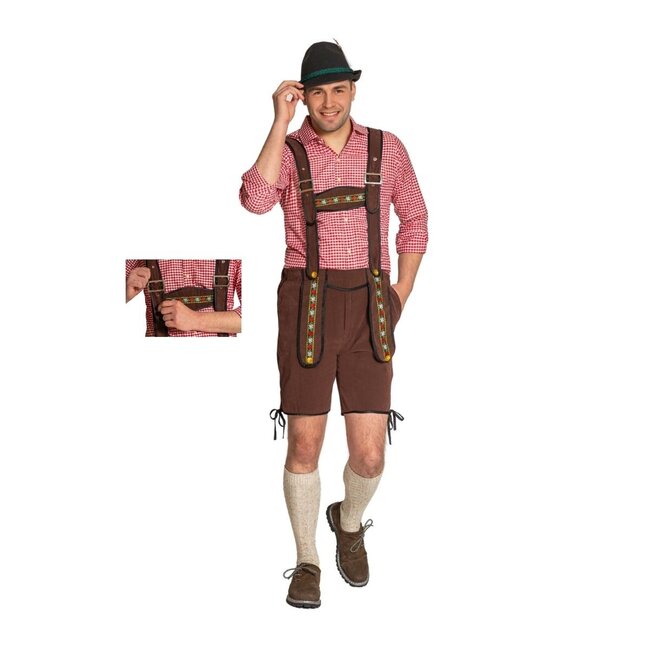 Partychimp Lederhose - Johann - Bruin - Kort - Verstelbare bretels - XXL