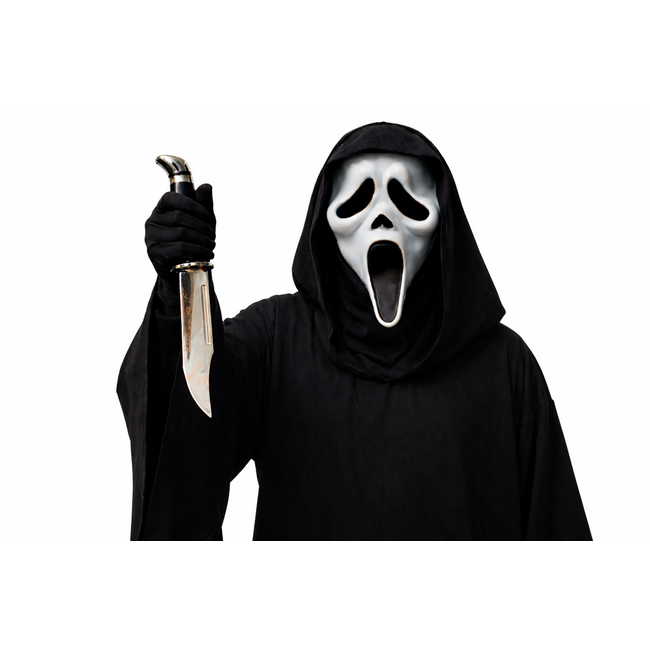 Partychimp Masker - Ghost face - Met capuchon, handschoenen & dolk - Licentie