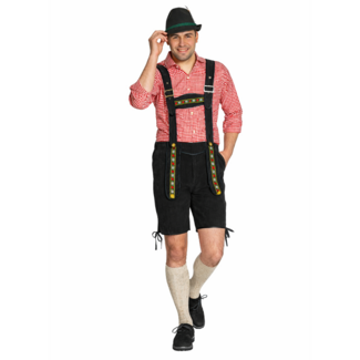 Partychimp Lederhose - Johann - Zwart - Kort - Verstelbare bretels - XXL