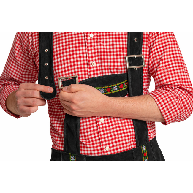 Partychimp Lederhose - Johann - Zwart - Kort - Verstelbare bretels - XL