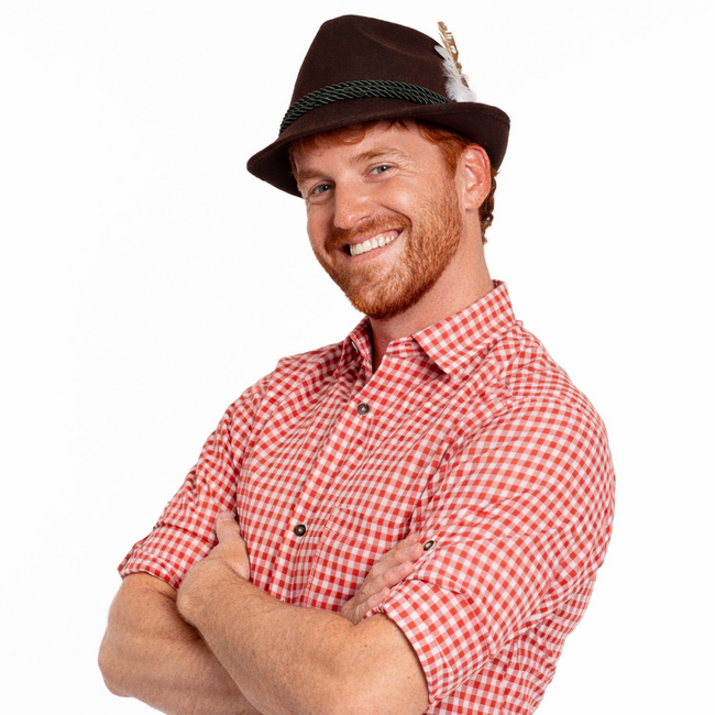 Partychimp Hoed - Oktoberfest - Tirol - Deluxe - Donker bruin