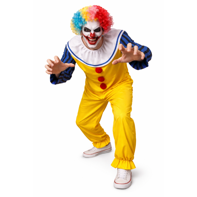 Partychimp Kostuum - Scary Clown - Met pruik - XL