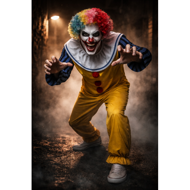 Partychimp Kostuum - Scary Clown - Met pruik - M