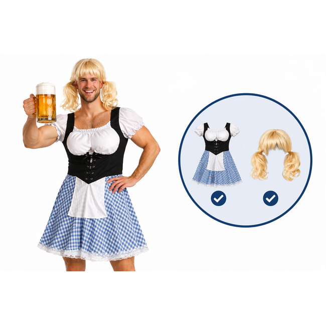 Partychimp Kostuum - Der Alpenrocker - Mannendirndl - Met Pruik - L/XL