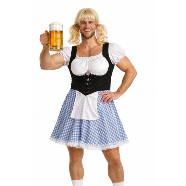 Partychimp Kostuum - Der Alpenrocker - Mannendirndl - Met Pruik - L/XL