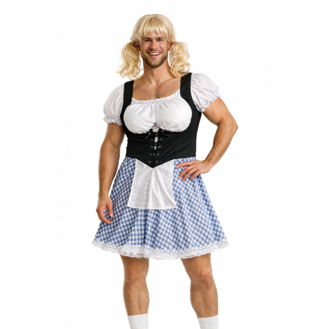 Partychimp Kostuum - Der Alpenrocker - Mannendirndl - Met Pruik - L/XL