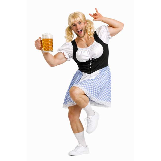Partychimp Kostuum - Der Alpenrocker - Mannendirndl - Met Pruik - L/XL