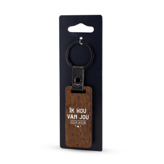 Miko Sleutelhanger - Lekker stoer - Ik hou van jou - Hout