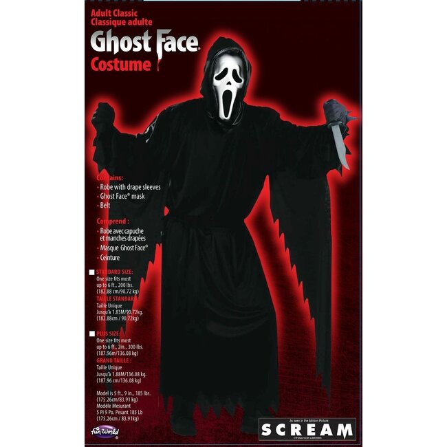 Partychimp Kostuum - Ghost face - Inclusief masker - Licentie - S/M/L