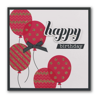 PaperClip Kaart - Happy birthday, roze ballonnen - Glitter & Glamour - SQA.3009