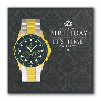 PaperClip Kaart - Happy birthday, horloge - Glitter & Glamour - SQA.3010
